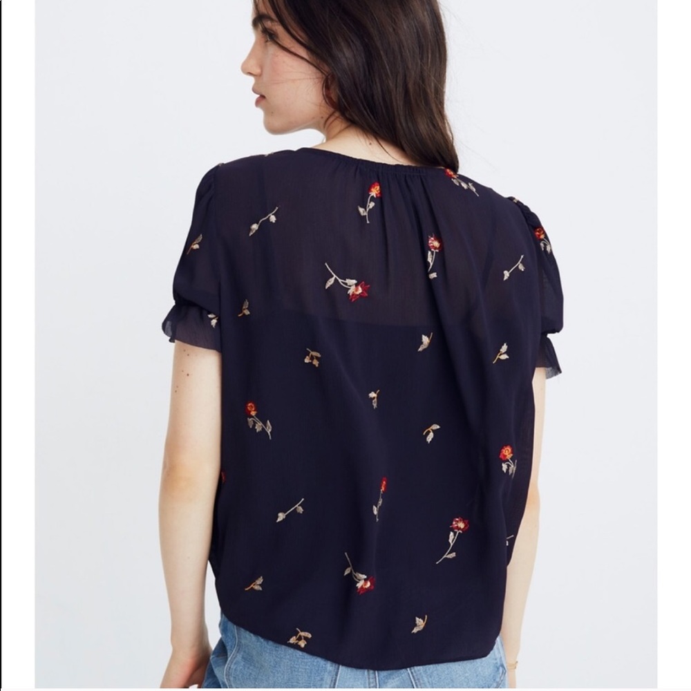 Embroidered Ruffle-Sleeve Top in Sweet Blossoms - Picture 2 of 4
